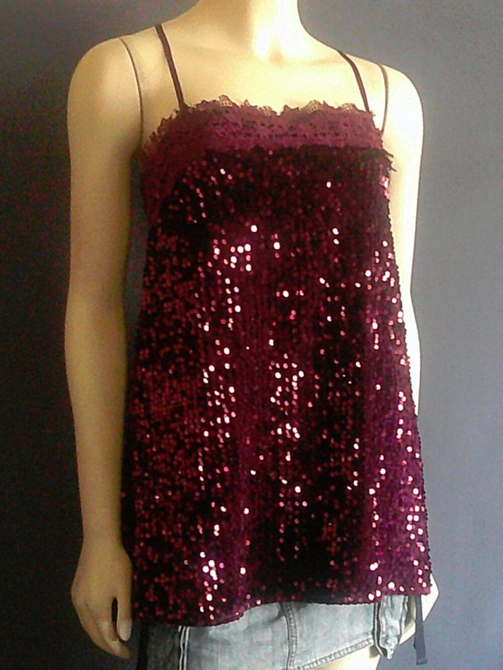 Free People Intimately Free NWT Fig Jam Burgundy Sequin That Girl Mini Dress Sm - Picture 3 of 13